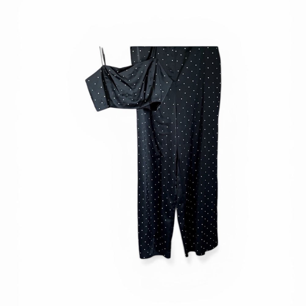 House of Harlow 1960 Black Crop Top & Wide Leg Pants Set Size Small Going Out - Picture 7 of 7